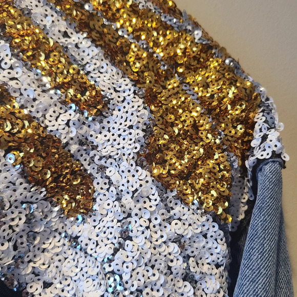 Forever 21 denim jacket  Sequin design in the back women's sz.S - Picture 5 of 8